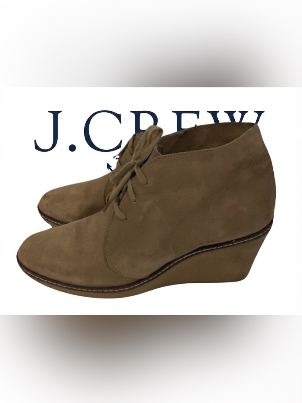 Authentic J. Crew designer suede leather wedge ankle boots booties Sz 10
